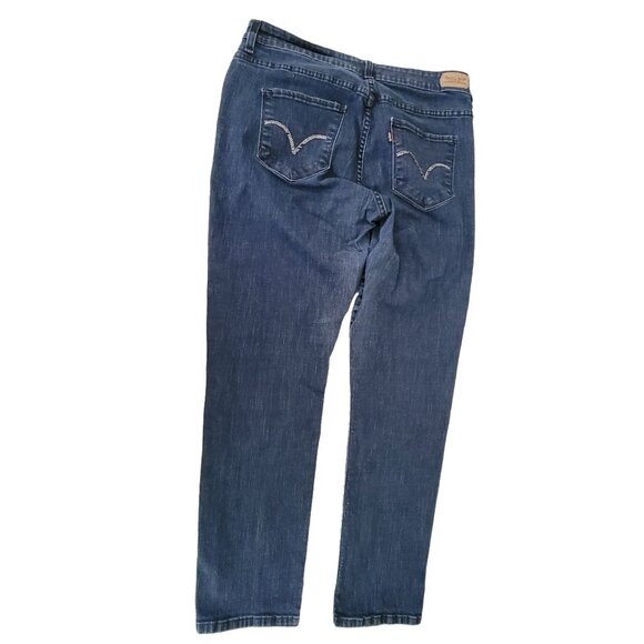 Levis 512 Perfectly Shaping Skinny Jeans Womens Size 18 Mid Rise Dark Wash Denim - Picture 3 of 6